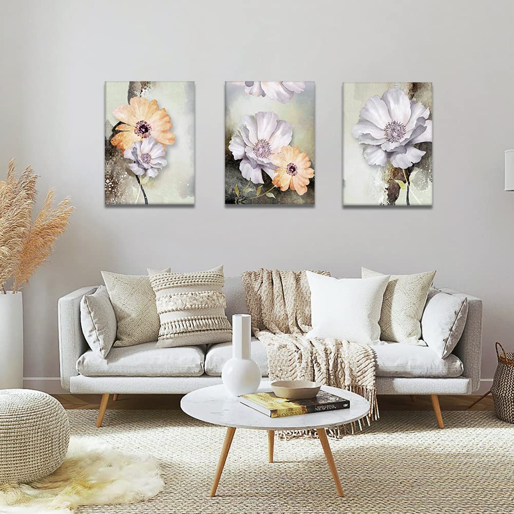 Artscope 3 Pieces Wall Art Canvas Prints, Yellow and White Flowers Picture Painting - Image 2