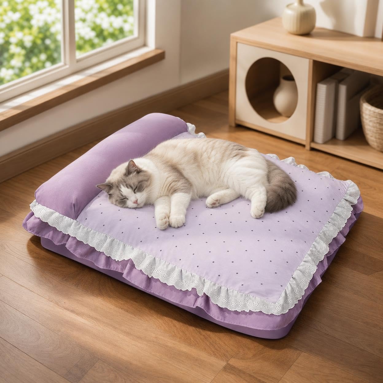 Lettino cane retrò francese, cuccia cane lavabile 62x43cm, per cani sotto 5kg e gatti, Violetto