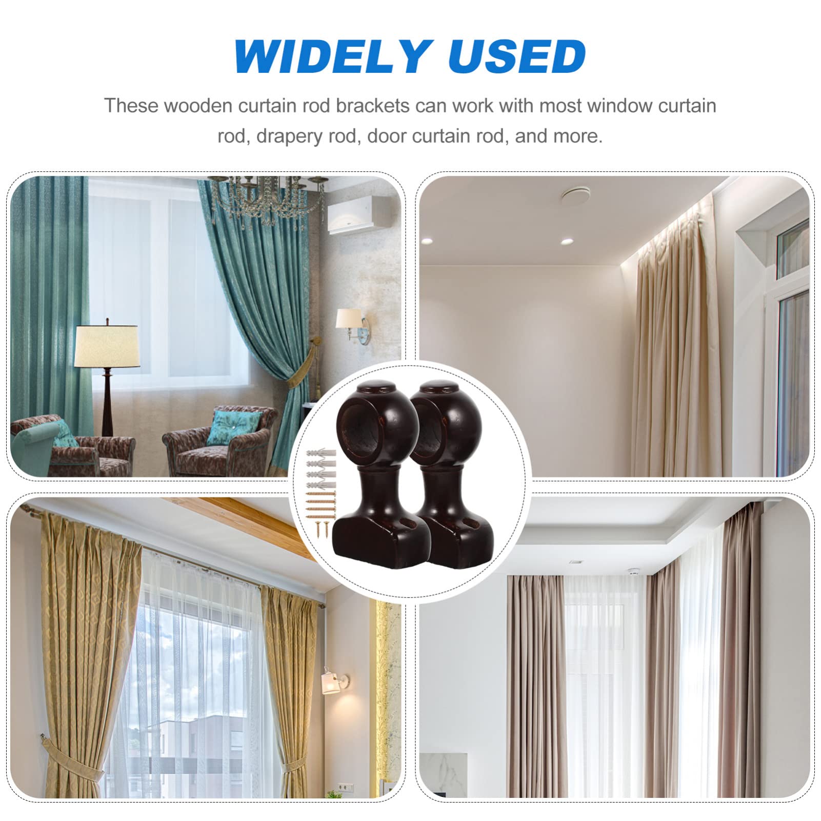 Uonlytech 2pièces Anneaux de Rideaux Bois pour Tringle à Rideaux Facile à Installer Utiliser avec Coulissement Fluide
