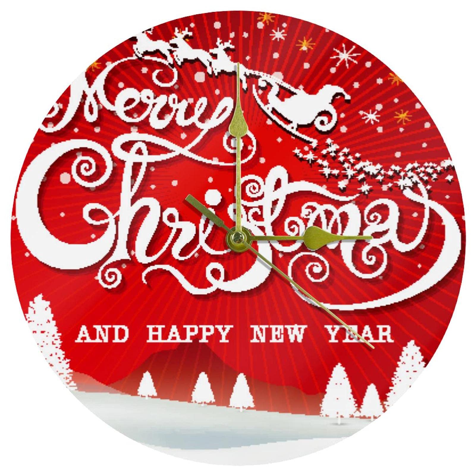 Horloge murale silencieuse Merry Christmas sans tic-tac à piles en acrylique