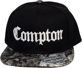 City Caps Compton Olde English Snapback w/ Bill Design - Black/Snake