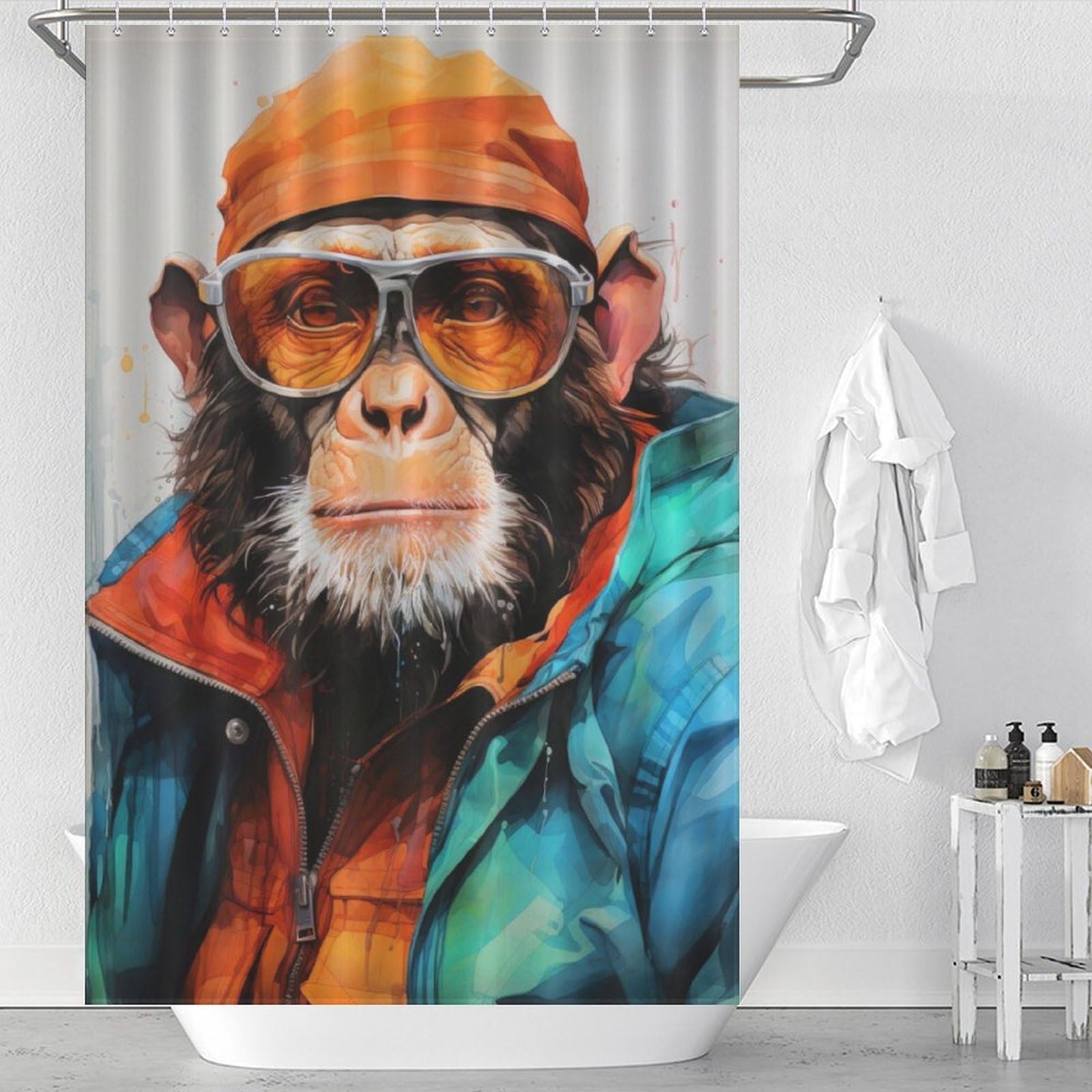 Rideau de douche singe pour égayer la salle de bain des enfants