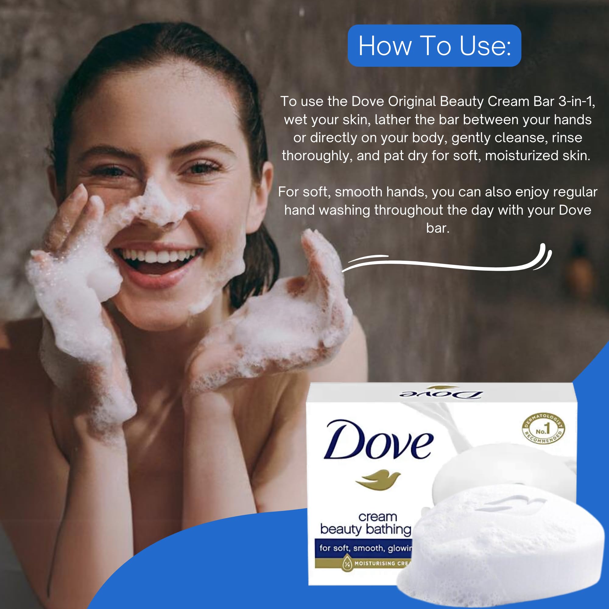 Original Beauty Cream Soap Bars Multipack 4x90g, 3-in-1 Cleanses, Moisturises & Nourishes - Image 4