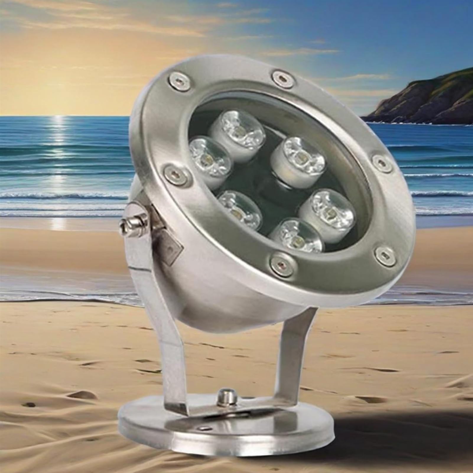 Reflektor LED - lampa podwodna do basenu, obrotowe podwodne oświetlenie krajobrazu 12 V, zatapialna fontanna reflektor LED, wodoodporna lampa do stawu IP68 ze stali nierdzewnej (ciepła biel
