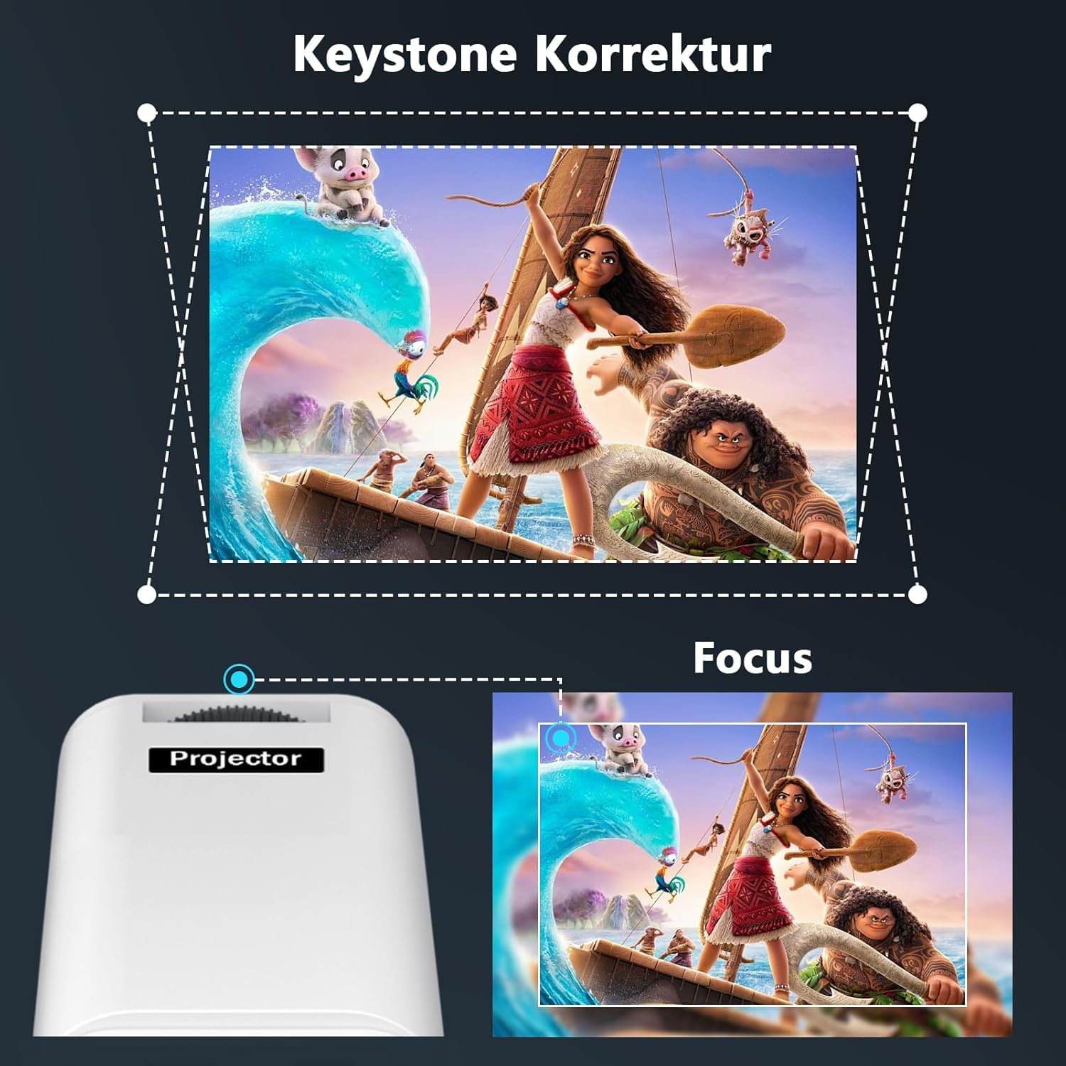 Beamer Mini Projektor mit Android 13 WiFi 6 Bluetooth 5.2 Mini Beamer 4K 1080P Unterstützung Automatische Trapezkorrektur Smart Außenprojektor Kompatibel Phone/HDMI/USB (amx500 weiß)