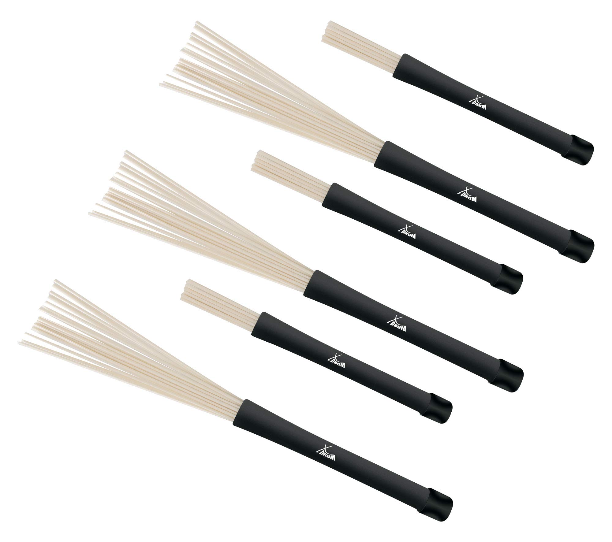 3 Paar SET XDrum NJB3 Jazzbesen Nylon-Brushes (Jazz, Big Band, Schlagzeug Drum Besen) blau