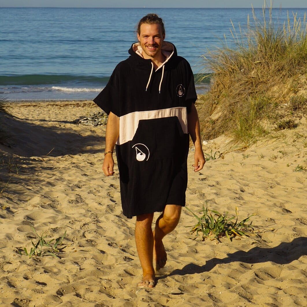 WAVE HAWAII Poncho Surf Algodón para Estaturas de 155 – 185 cm, para Natación, Playa y Toalla de Baño, Poncho de Ducha para Mujer, Hombre y Adultos (Barravento)