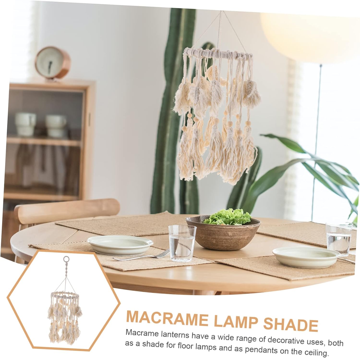 Macrame Woven Lampshade Bohemian Decor Table Lamp Shade Ceiling Light Cover