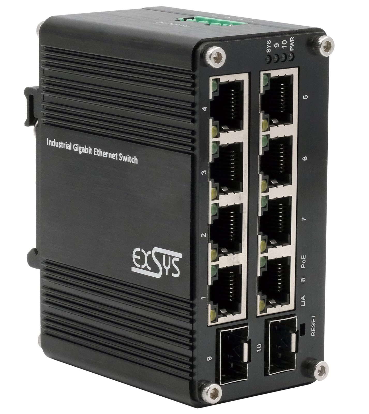 Exsys Gmbh Mini 8+2-Port Industrial Gigabit Sfp Poe+ Switch, WeB-Managed (eX-62035mpoE-Sfp)