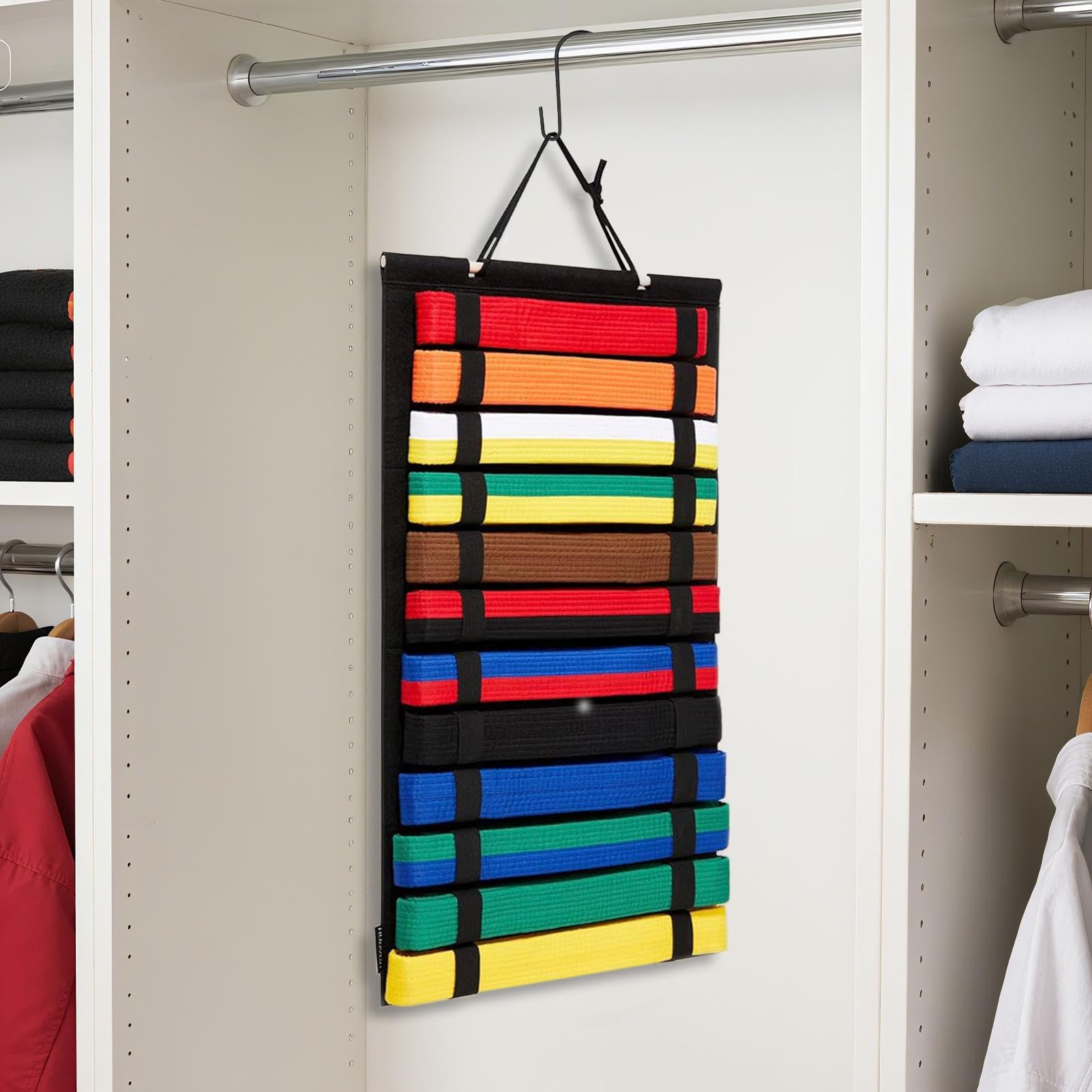 Estante de Exhibición para Cinturón de Karate - Soporte de Almacenamiento de Fieltro 24,61x13,58 Pulgadas para Pared