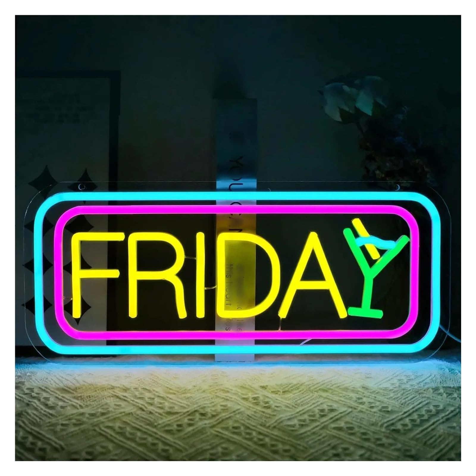 Shouxi One Color Sign Lamp Friday Neon Sign Dimmable For Pub Karaoke Bar Party Pub Dancing Club Man Cave Cinema Home Decor 18.1Х42cm