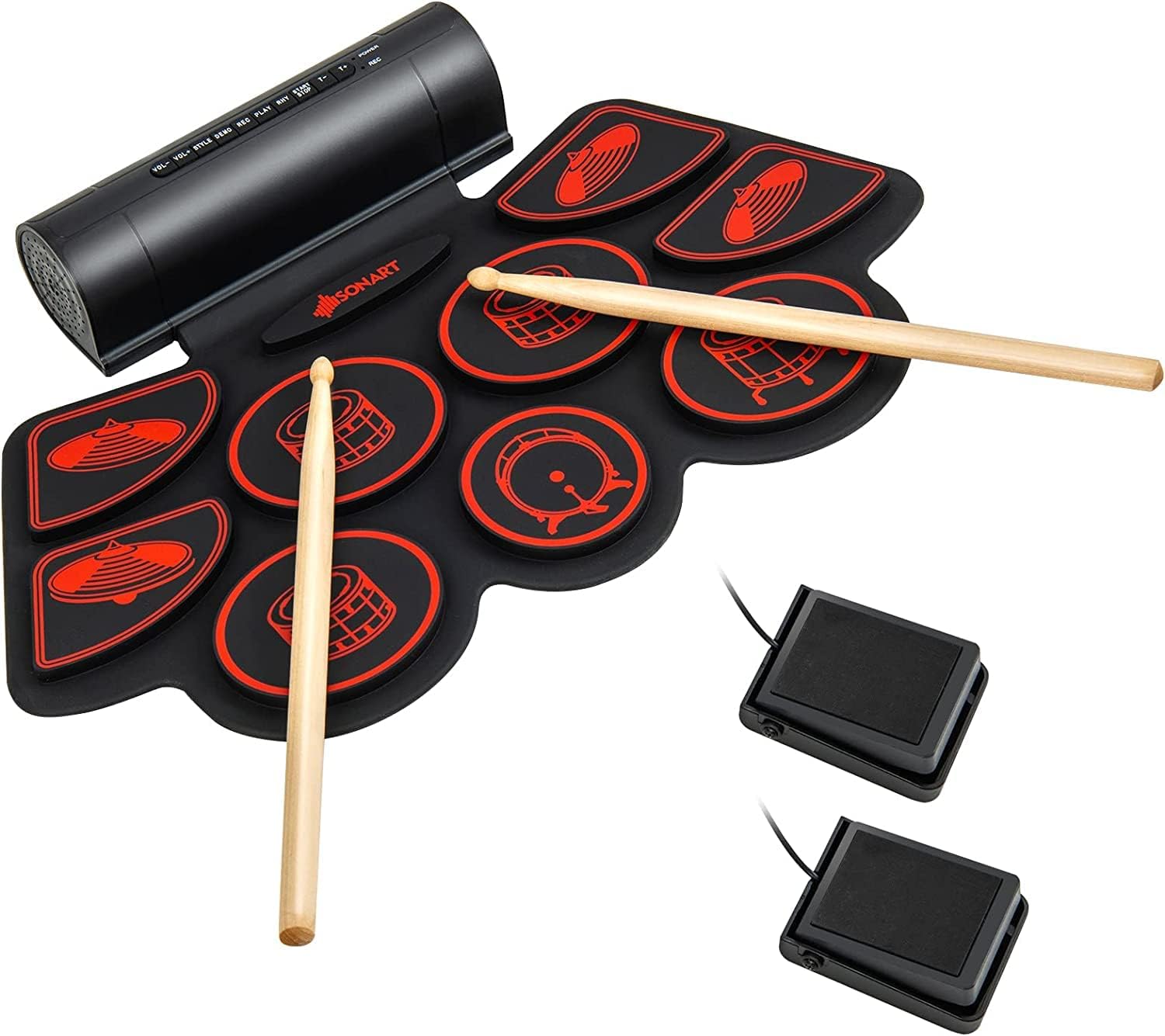 HONEY JOY Electronic Drum Set, 9 Pads RollUp Drum Pad Kit