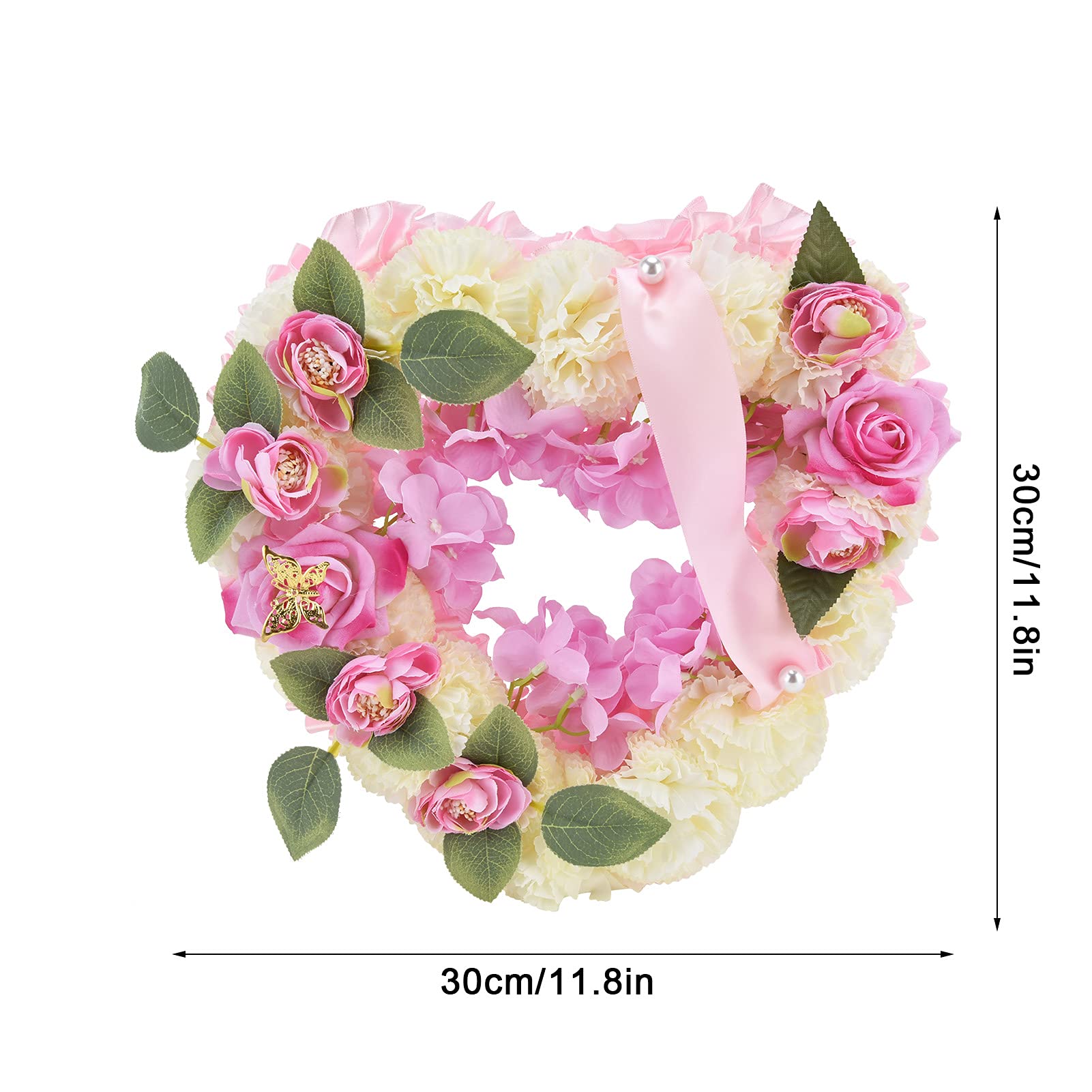 Girlanda kwiatowa, sztuczne wieńce w kształcie serca, wieńce ślubne, sztuczne kwiaty, dekoracja, na Walentynki, Dzień Matki, wesele, bankiet, przyjęcie(Pink)