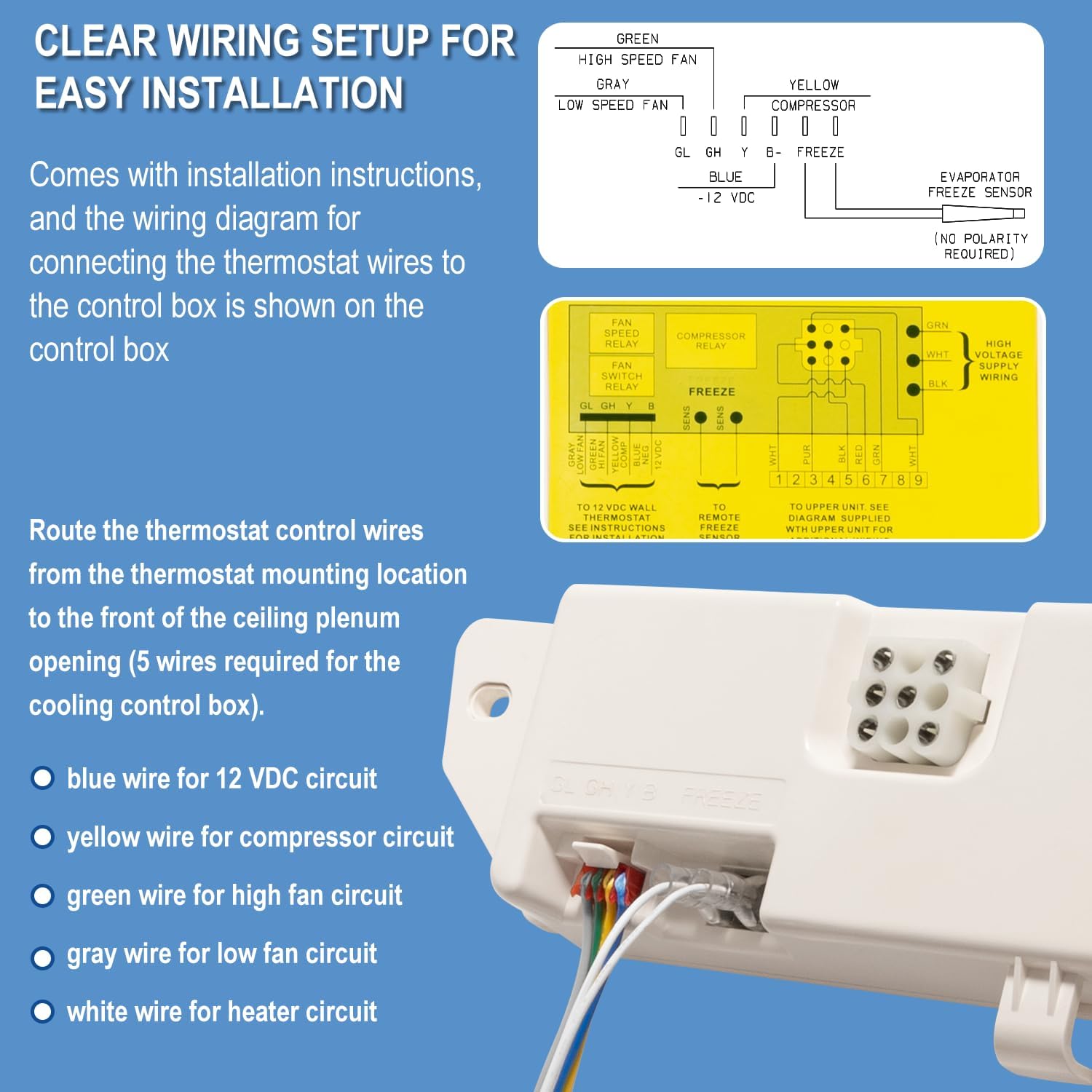 8330-752 Ceiling Control Box Assembly Replacement Parts Fit for Coleman Mach RV Non-Ducted Air Conditioner A/C Systems with Wall Thermostat, 12 VDC Control Cooling Only, Replace 8330752