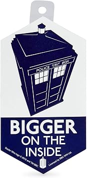Doctor Who Sticker Bigger On The Inside - 4-Inch Tardis White Vinyl Sticker - Graphic Print Decals - Accessories for Car, Wall, Bumper, Laptop, Window - Classic DW Decal Stickers - Great Gift Idea