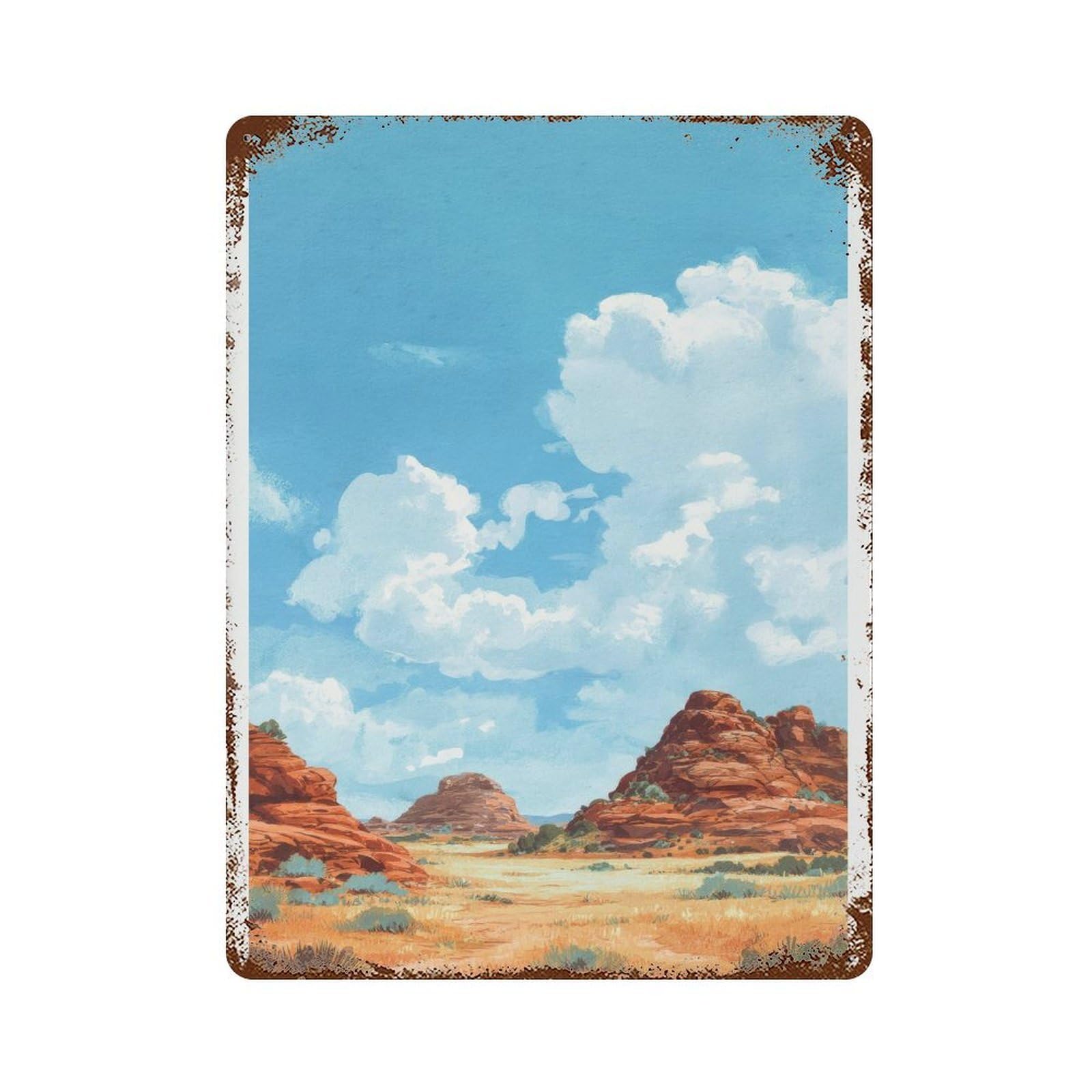 xiaoxiaoshen Kanab Utah Oil Painting Travel – Red Rock Desert Landscape Southwest Wall Decor Art Metal Tin Poster Modern Home Decor Art Home Bar Shop Decorations Vintage Sign 40x30cm
