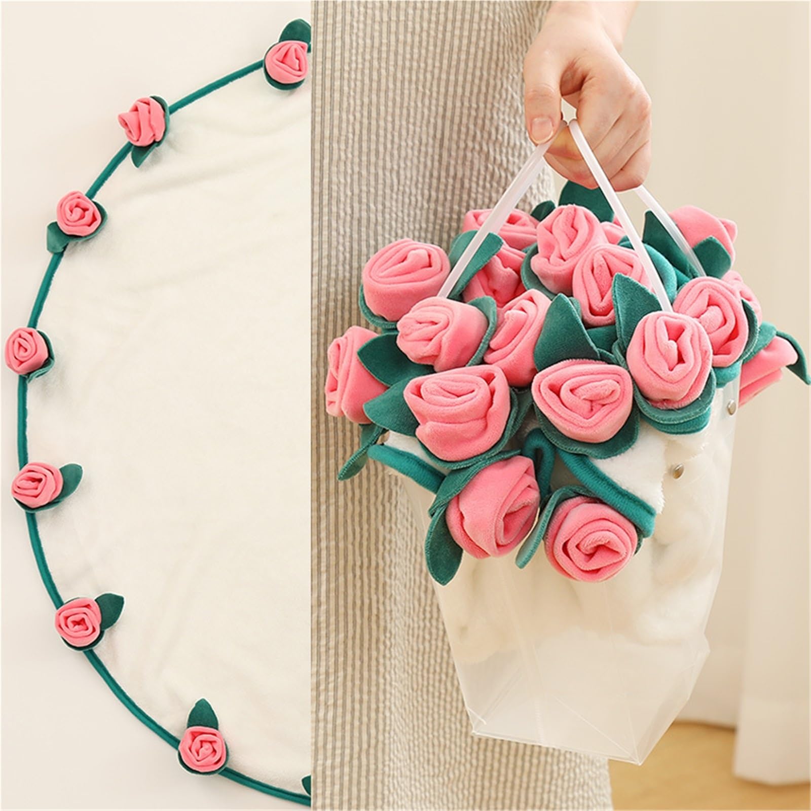 Amazon｜人工ローズブーケスローブランケット、手作りフラワー