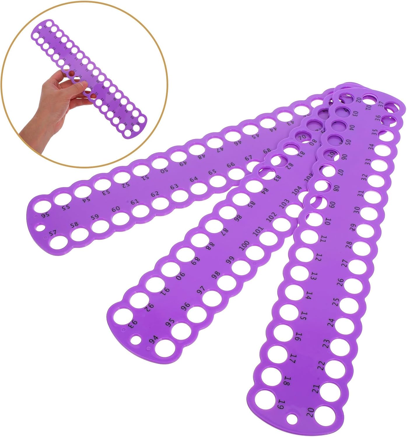 Beatifufu 3Pcs Cross Stitch Thread Organizer Bobbins Plastic Embroidery Floss Holder 111 Holes Violet DIY Needlework Thread Sorter for Craft Sewing Storage