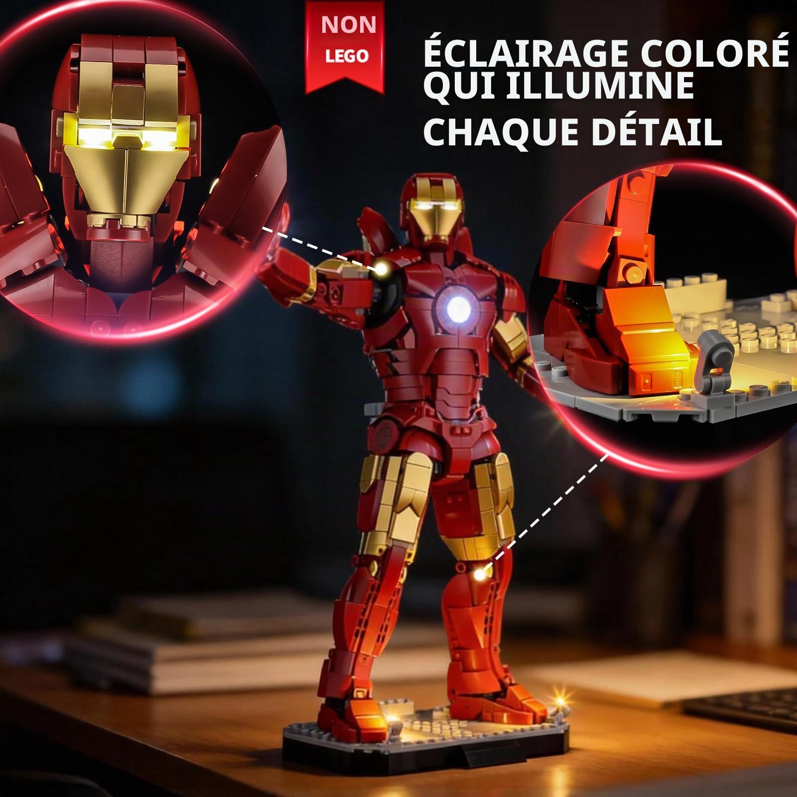 BRIKSMAX Éclairage LED pour l'architecture Lego Iron Man Mark 3 Édition de collection 76344, kit de lumière compatible pour blocs de construction, sans kit Lego, lumière décorative de qualité