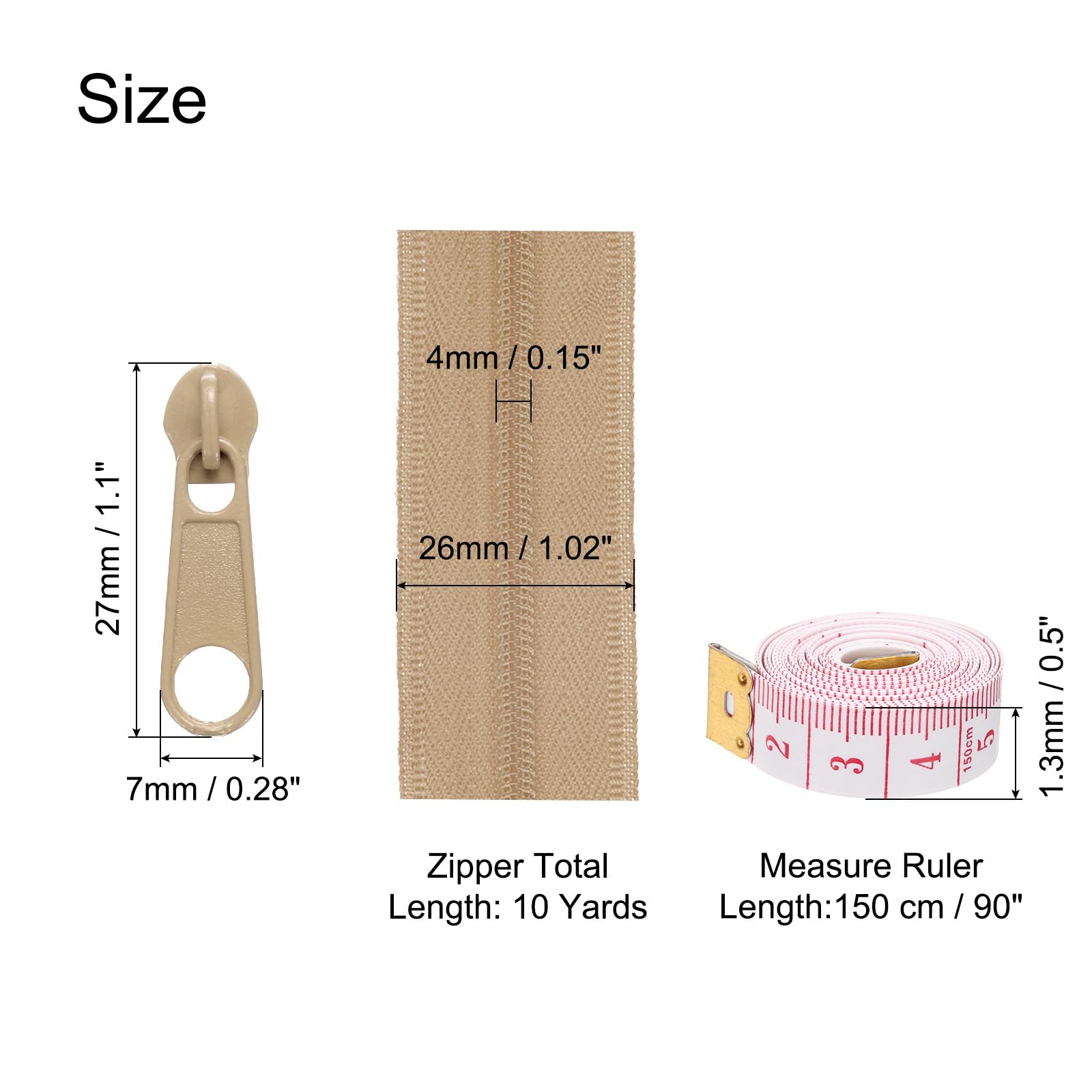 uxcell #3 10 Yards Nylon Coil Zippers - Image 2
