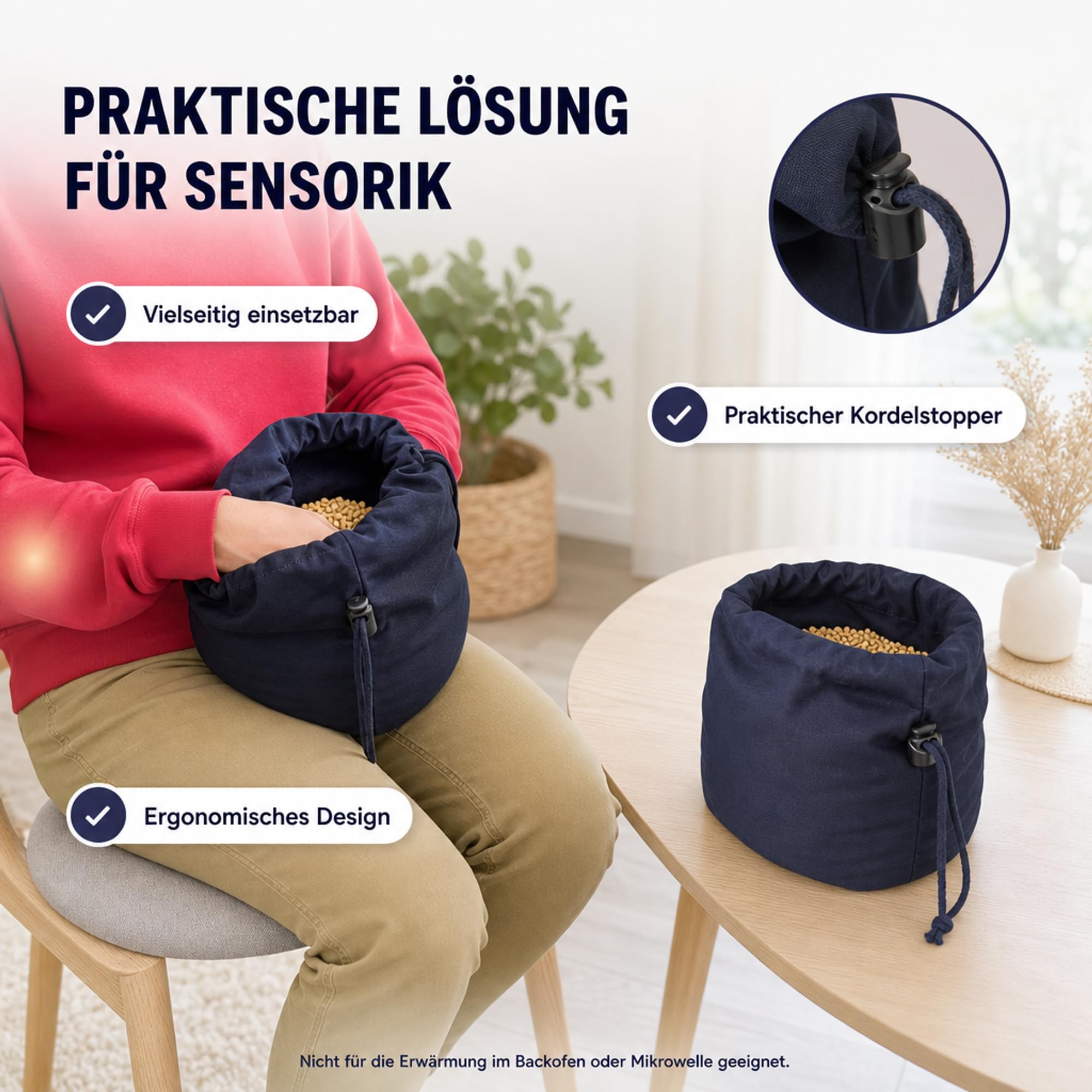 ATC Handels GmbH Theralino® Beutel – Flexible Aufbewahrungs- und Anwendungslösung für Sensorik & Sensibilität – mit Kordelstopper, 32 cm hoch