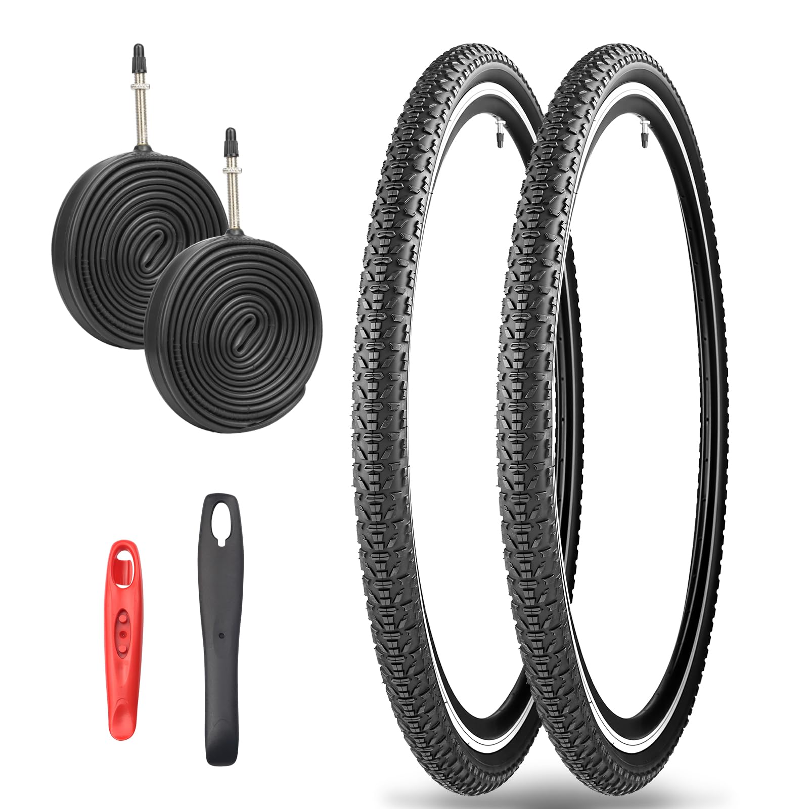 Set da 1/2 pneumatici per bicicletta da corsa, 700 x 40 C, 28 x 1,60 pollici, 42 – 622, con tubi FV 48 mm e leva per pneumatici
