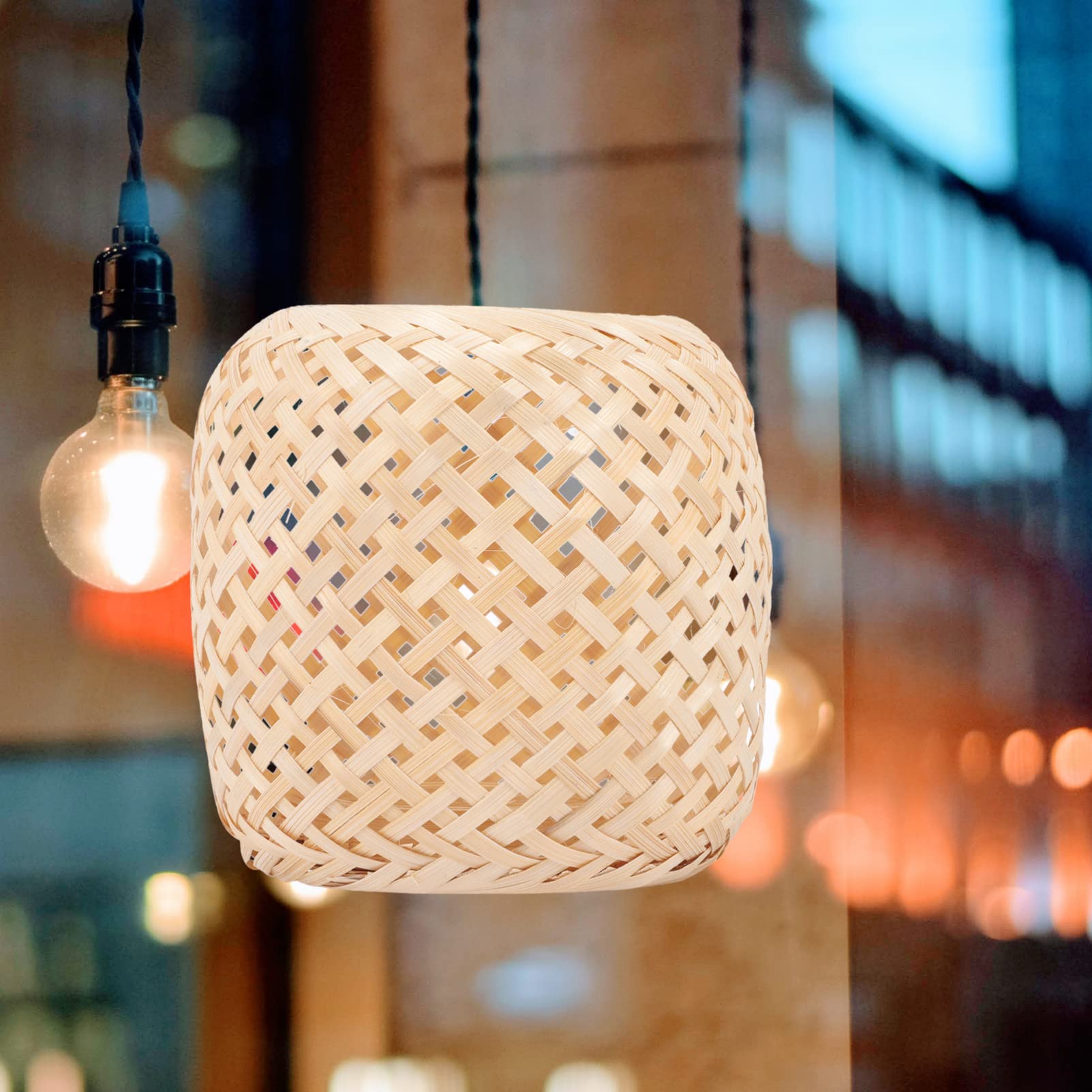 OSALADI Rattan-Lampenschirm Heißluftballon-Form – 18x10x10 Cm, Beige, Für Hängelampen & Deckenleuchten