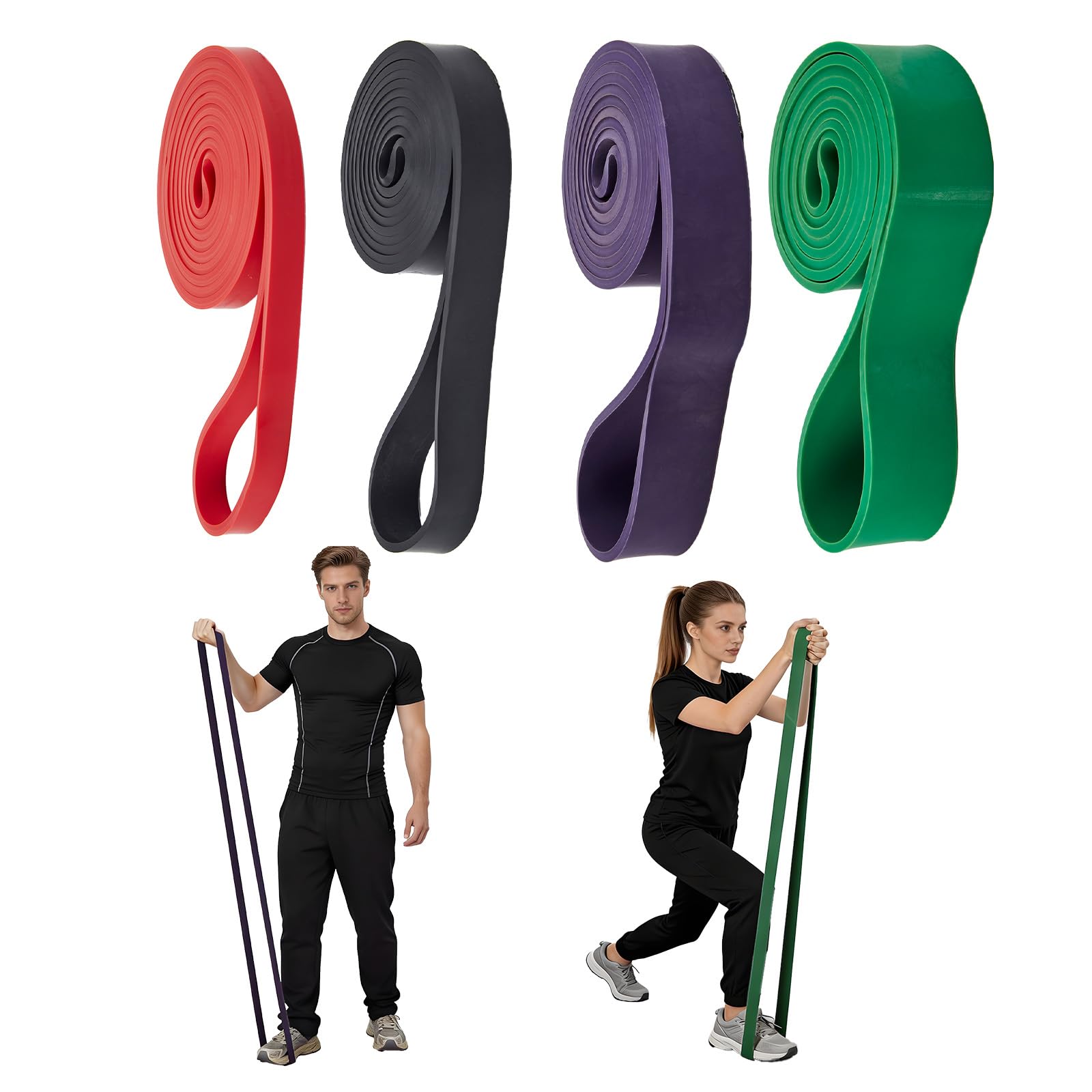 Garvee Fasce di supporto per trazioni, confezione da 4/5 fasce di resistenza, in lattice naturale, per allenamento della forza, stretching, fisioterapia, palestra a casa, per donne e uomini