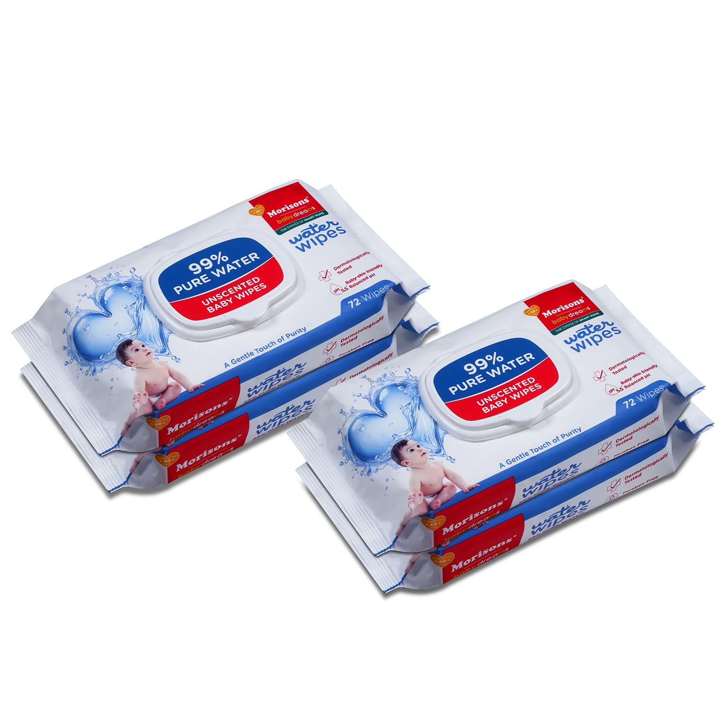 Morisons Baby Dreams 99% Water Wipes - Pack of 4-image-45