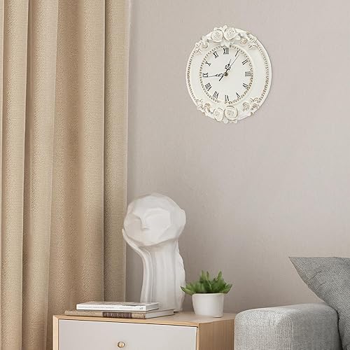 Miniatura 6 de Eapmic European Style Resin Wall Clock, Retro Silent Clock with Rose Relief, Decorative Mural Clock for Living Room, Bedroom, Office, Farmhouse,