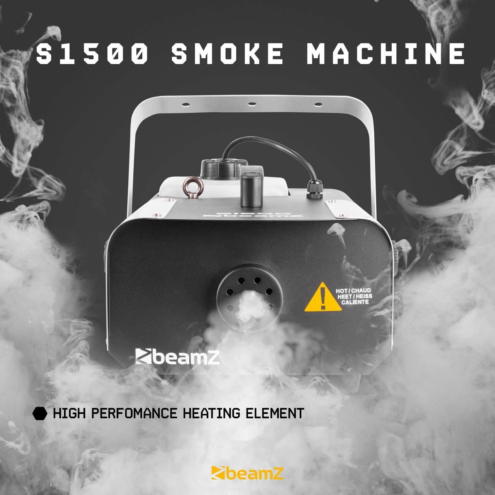 BeamZ S1500 MKII Nebelmaschine 1500 Watt Fogger, Party Rauchmaschine, Fog Machine mit Intervall Timer, 2,5 Liter Tank, Disco Smoke Machine für DJs, Nebelmaschine Halloween, Hochzeiten, Partys