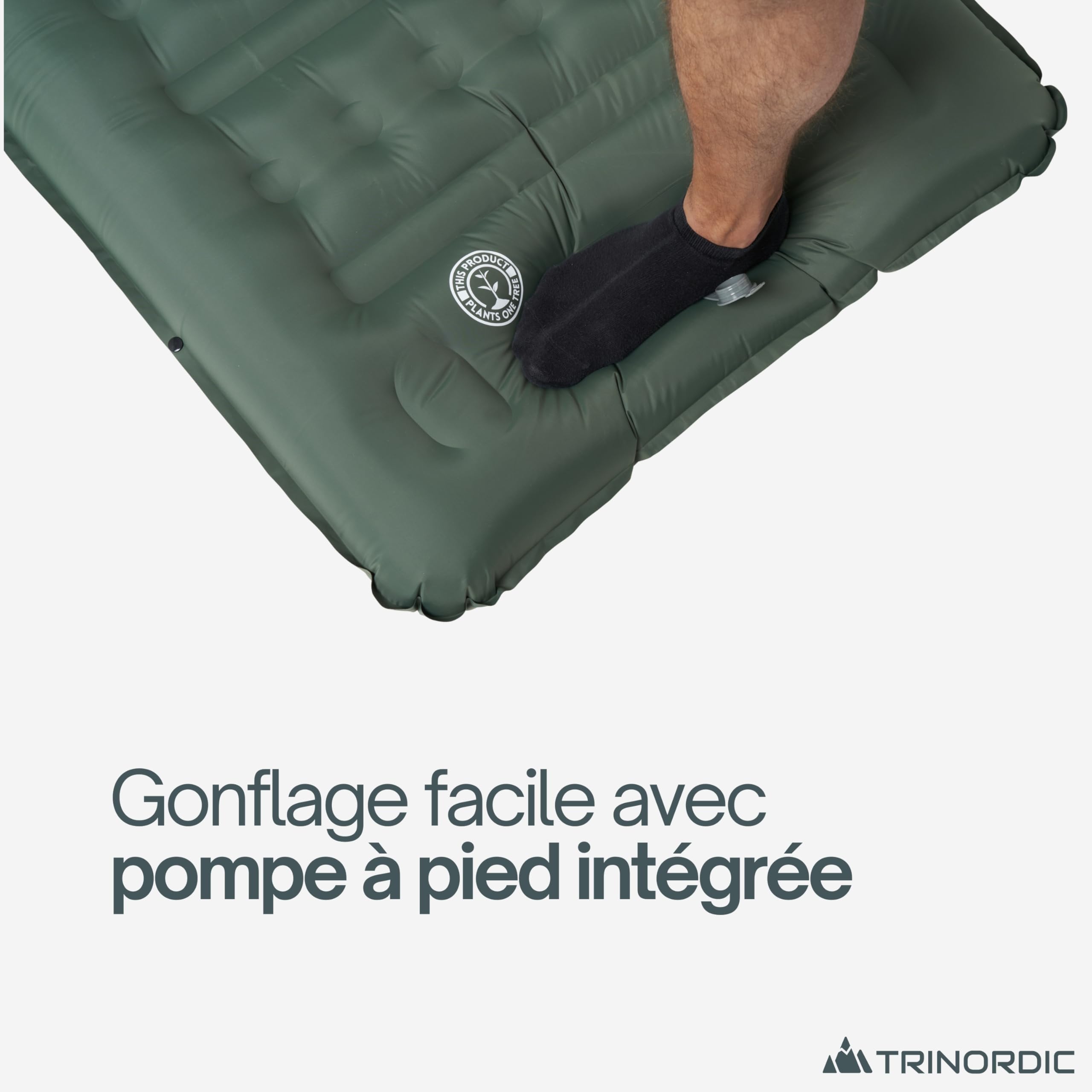 Trinordic Matelas Gonflable Camping Épais - 12 cm Extra Épais et Large avec Pompe à Pied et Oreiller - Matelas Gonflable 1 Place Léger pour Aventures en Plein Air, Randonnée, Bikepacking