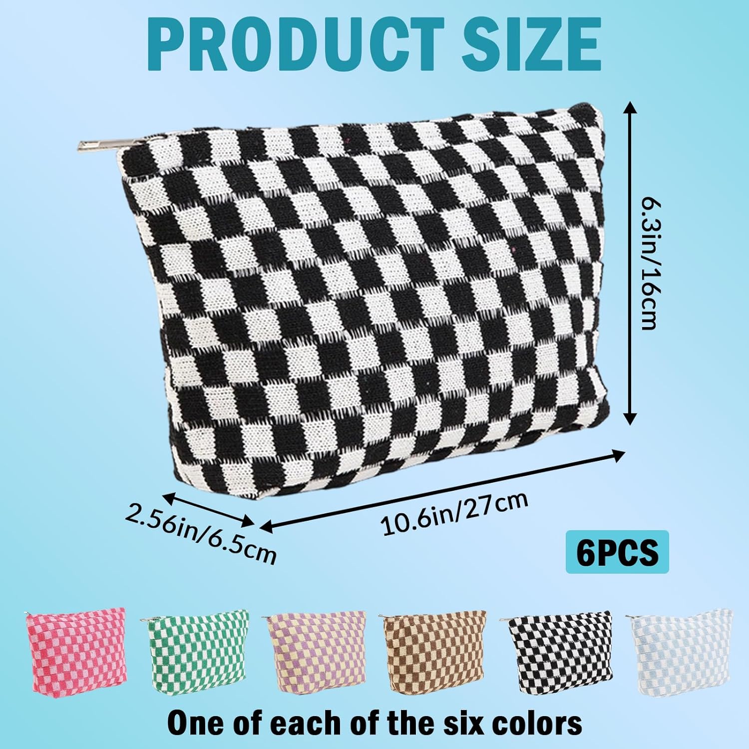 6 Pcs Checkered Makeup Bags Make up Bag Cosmetic Bags for Women Girls Sister Mom Teacher Graduation Christmas Birthday Travel Toiletry Bag Aesthetic Zipper Organizer Accessories, Cute Retro Plaid