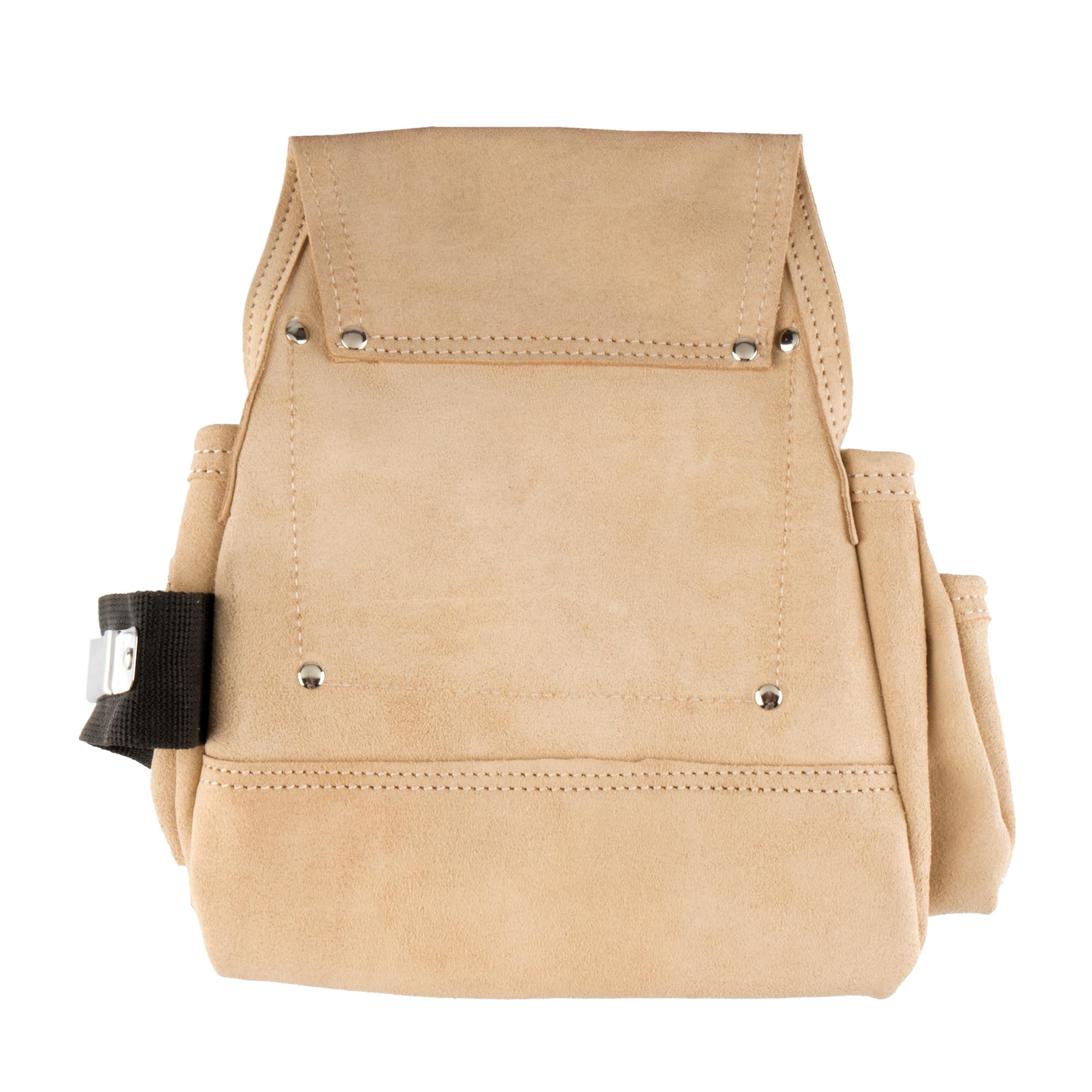 BELLOTA PC4BOL - Bolsa portaherramientas de piel con 4 bolsillos, Alojamiento para martillo y flexómetro