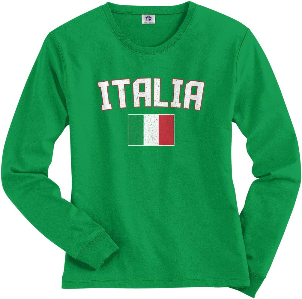 Threadrock Women's Italia Flag Long Sleeve T-Shirt