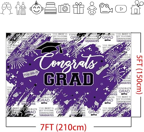 Miniatura 6 de Mocsicka Telón de fondo de graduación de felicitaciones para graduados, decoración de fiesta de graduados, fondos de fotografía para clase de 2024