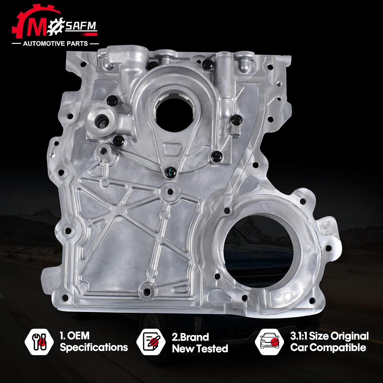 Timing Chain Cover w/Oil Pump for 2002-2012 Chevy GMC Isuzu Hummer 2.8L 2.9L 3.5L 3.7L 4.2L Engine, Fits Envoy Colorado Canyon Trailblazer, OEM#12628565 12601930 12601932