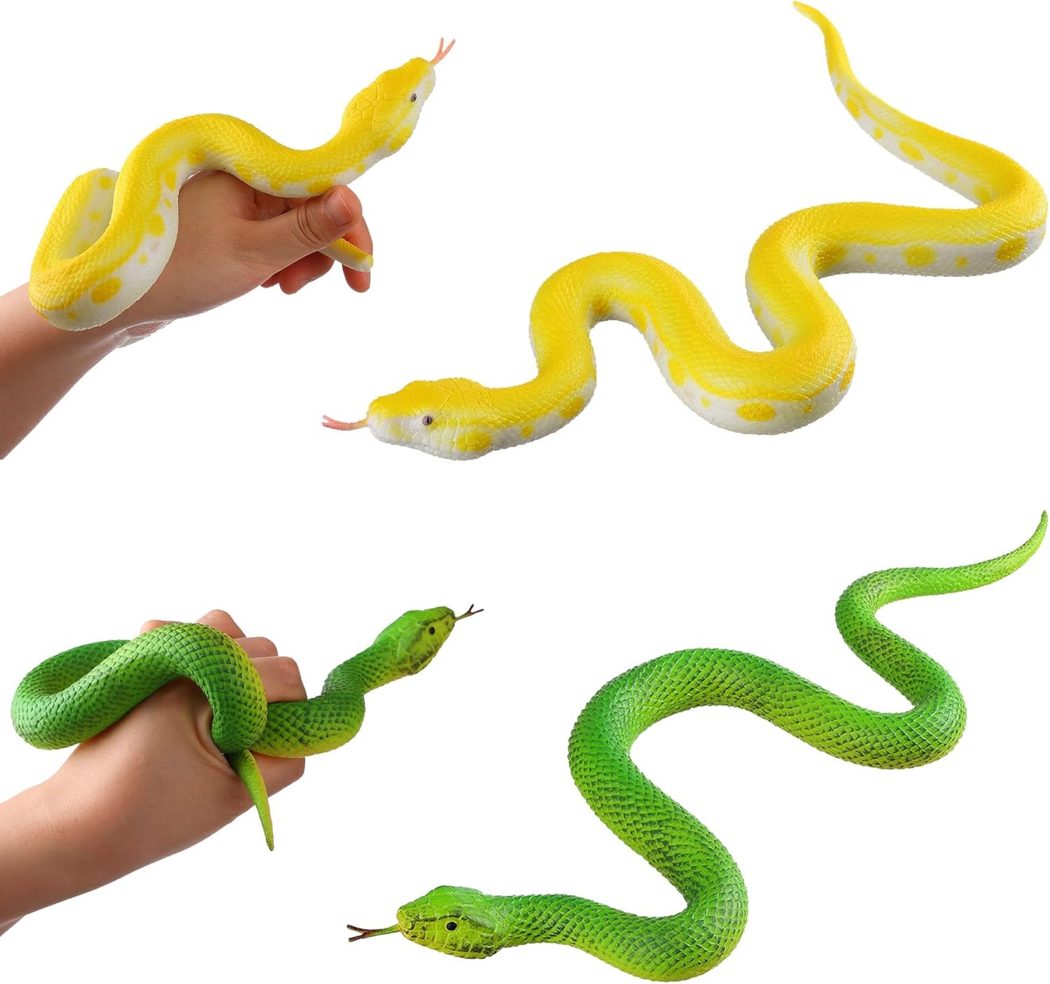 SYOSI Realistic Snake Model Toy, 2Pcs Rubber Elastic Python Action ...