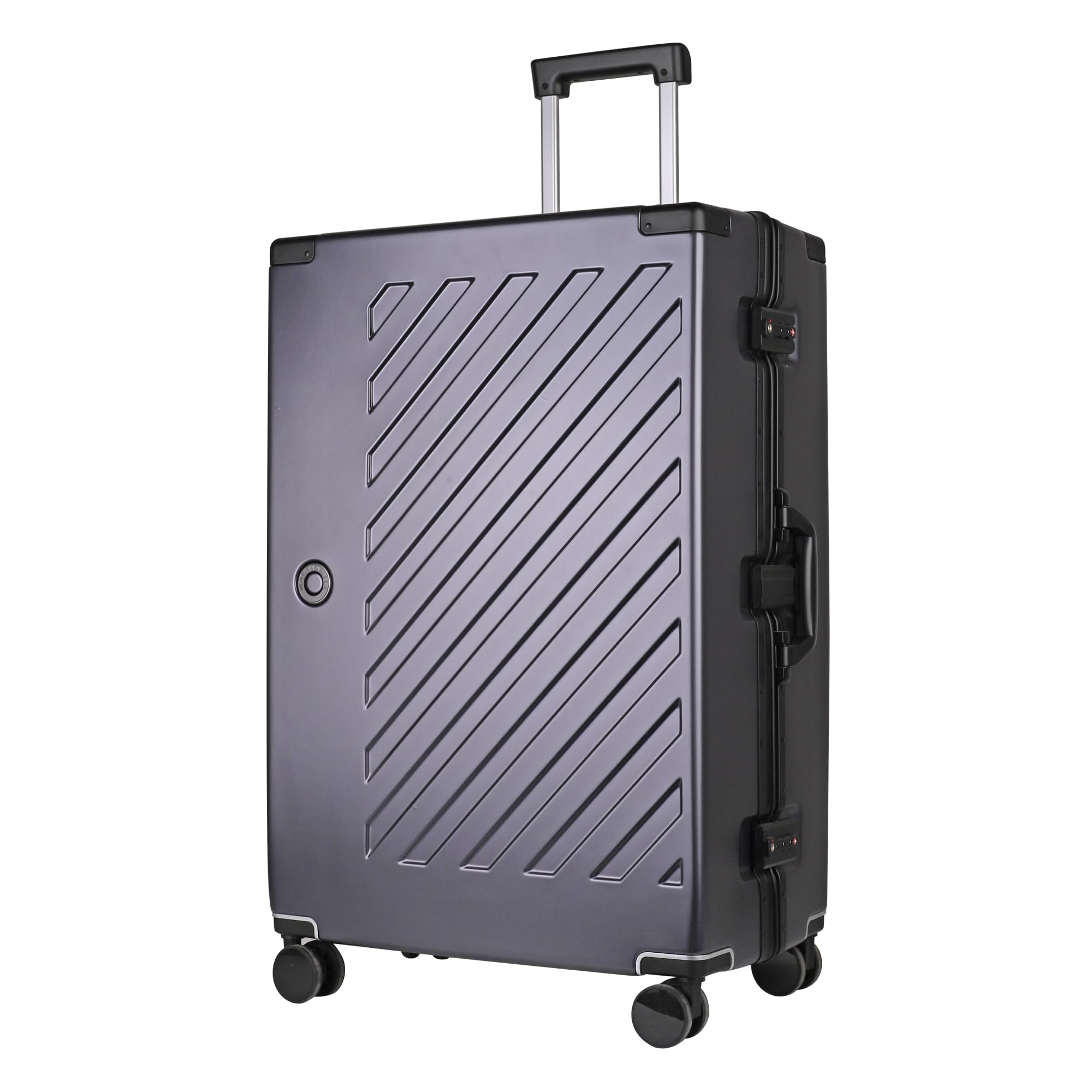 JLY Valise Rigide 28 Pouces en Polycarbonate 100% – sans Fermeture Éclair, Double Serrure TSA, Cadre Aluminium, 4 Roues Pivotantes – Bagage de Soute Gris Kaki (Gris, L (75cm 86L))