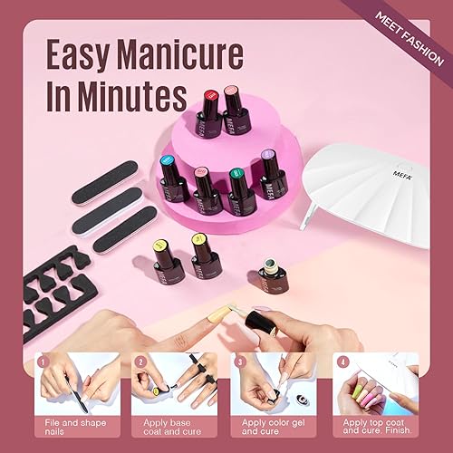 Miniatura 6 de MEFA Kit de 19 esmaltes de uñas de gel con luz UV, 12 colores de otoño, juego de esmaltes de uñas de gel de otoño, color burdeos, rojo champán,