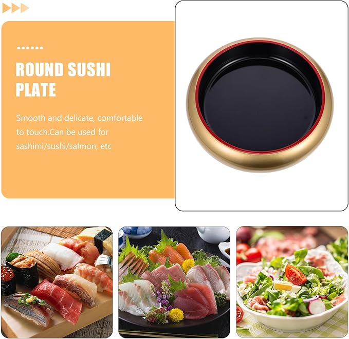 Plato Sushi Redondo Dorado de Plástico 28 cm POPETPOP miniatura 7