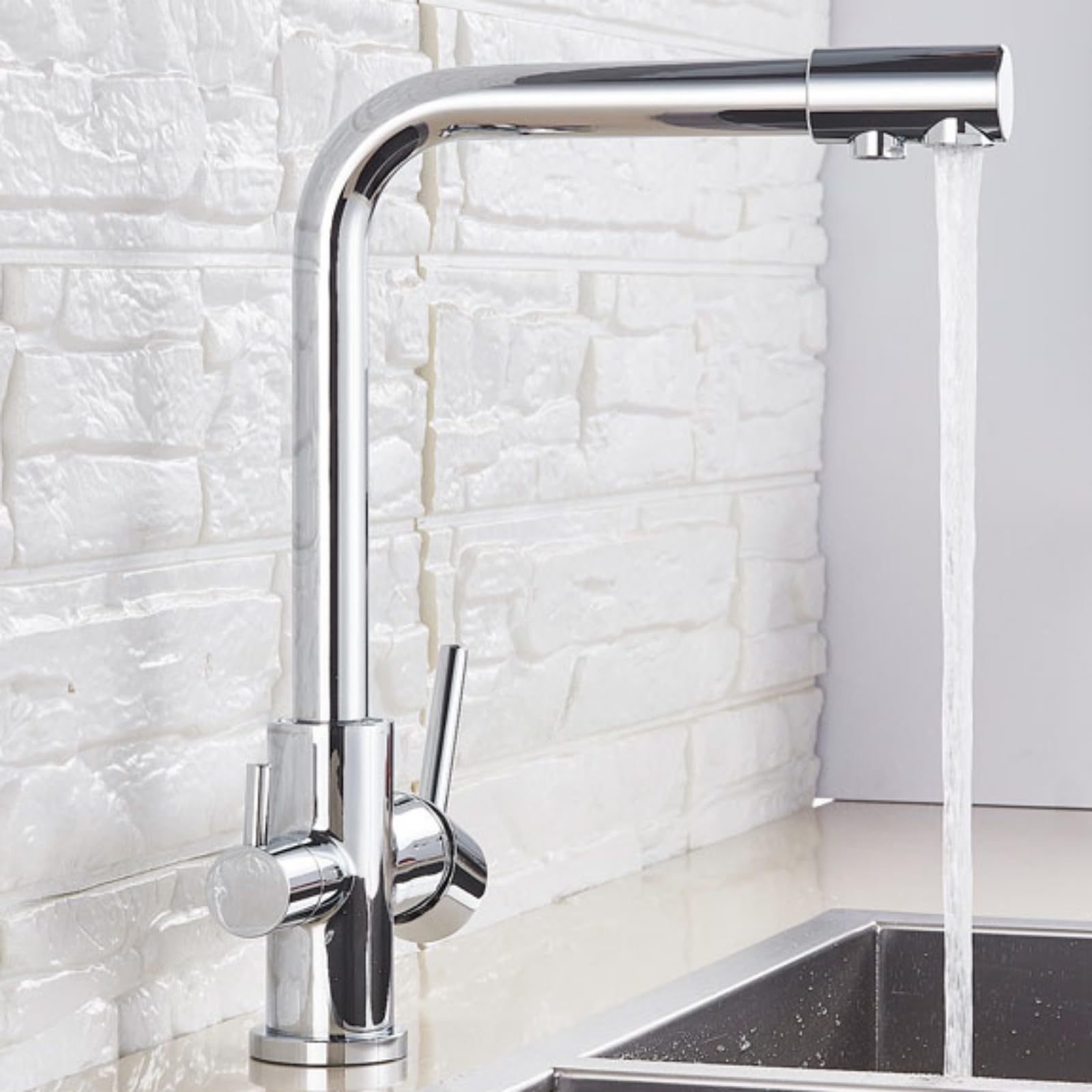 TTDGYYXW Filtro de Agua Grifo de Cocina Cromado Grifo para Beber grifos giratorios con función de purificación para grúas mezcladoras de Fregadero