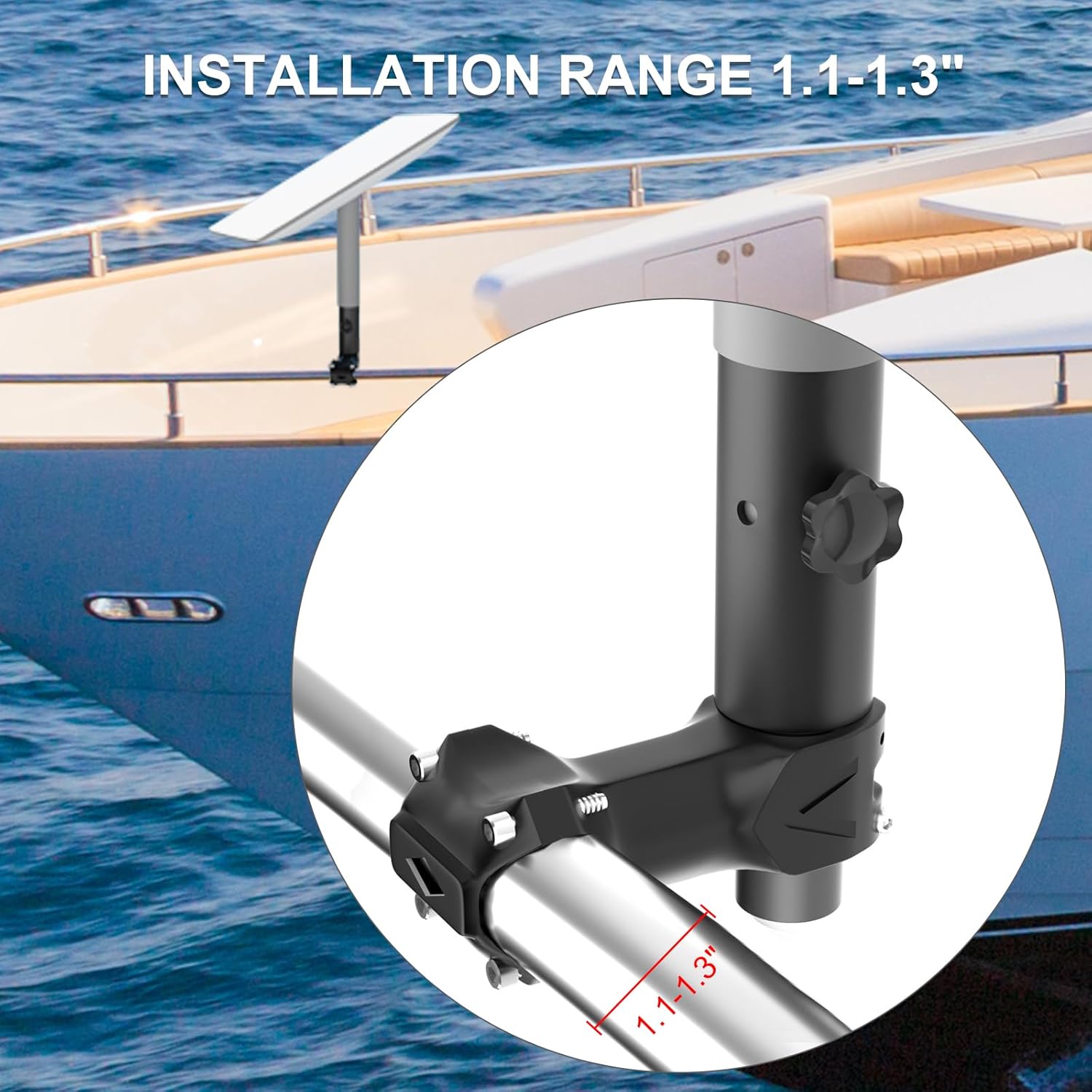 Starlink Gen 2 RV Ladder Mount with Pipe Adapter Rv Pole Mounting Kit Compatible with Starlink V2 Dish for Installation Pole Diameter 1.1’’-1.3’’ for RVs/SUV/Boat