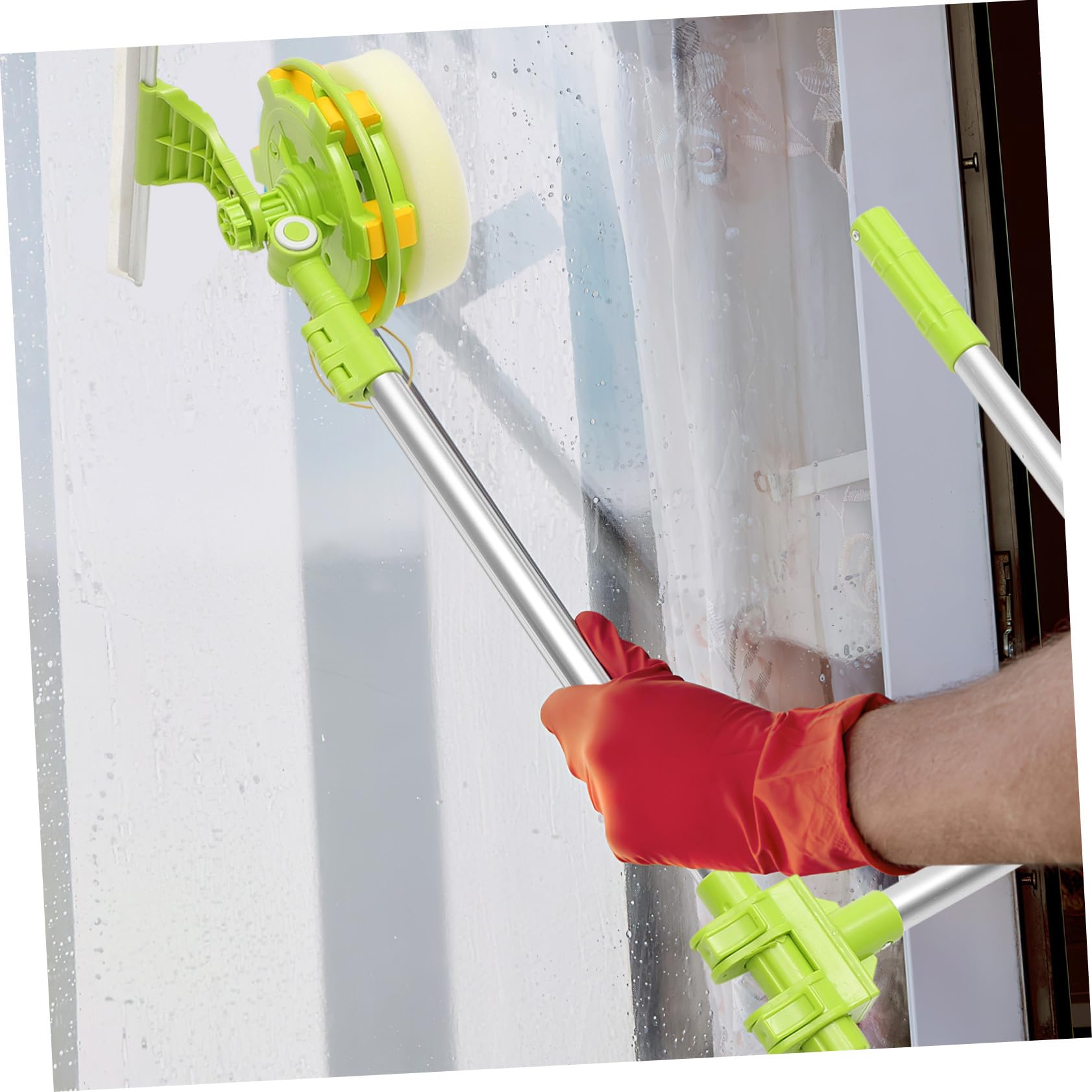 SOIMISS Kit de Limpieza de Ventanas con Limpiacristales Telescópico Giratorio Limpiador para Interiores y Exteriores Herramienta para y Ventanas Altas