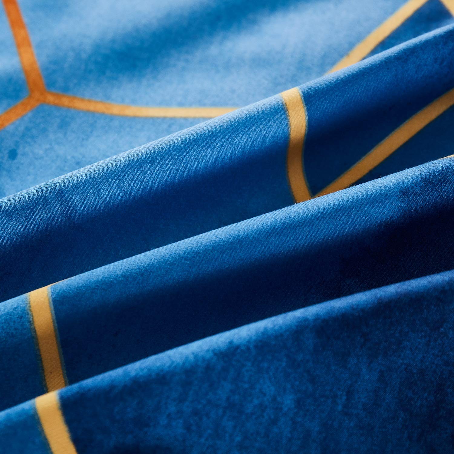 Parure de lit 240x260 Bleu Adulte 2 Personnes Sets de Housse de Couette Réversible Microfibre Ensemble Literie Modern 3D Géométrique Linge de Lit avec Fermeture éclair et 2x 65x65cm Taies d'oreiller