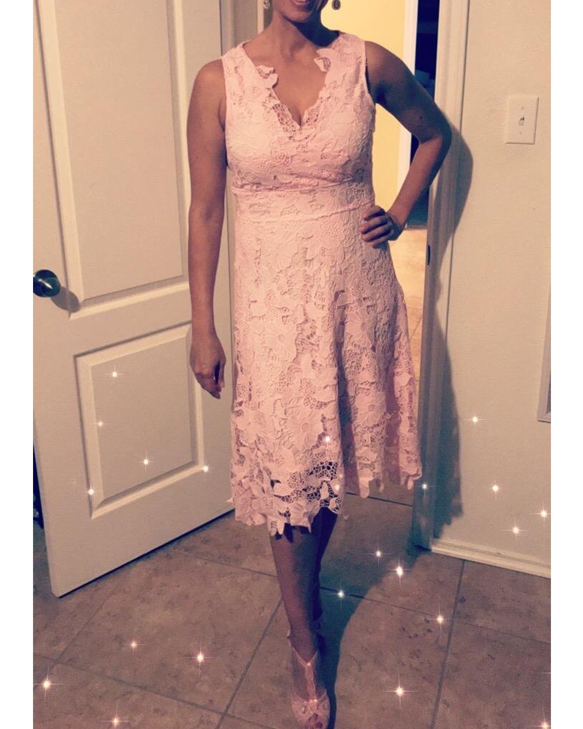 Kimilily Womens Pink V Neck Elegant Floral Lace Prom Cocktail | Desertcart  Brunei