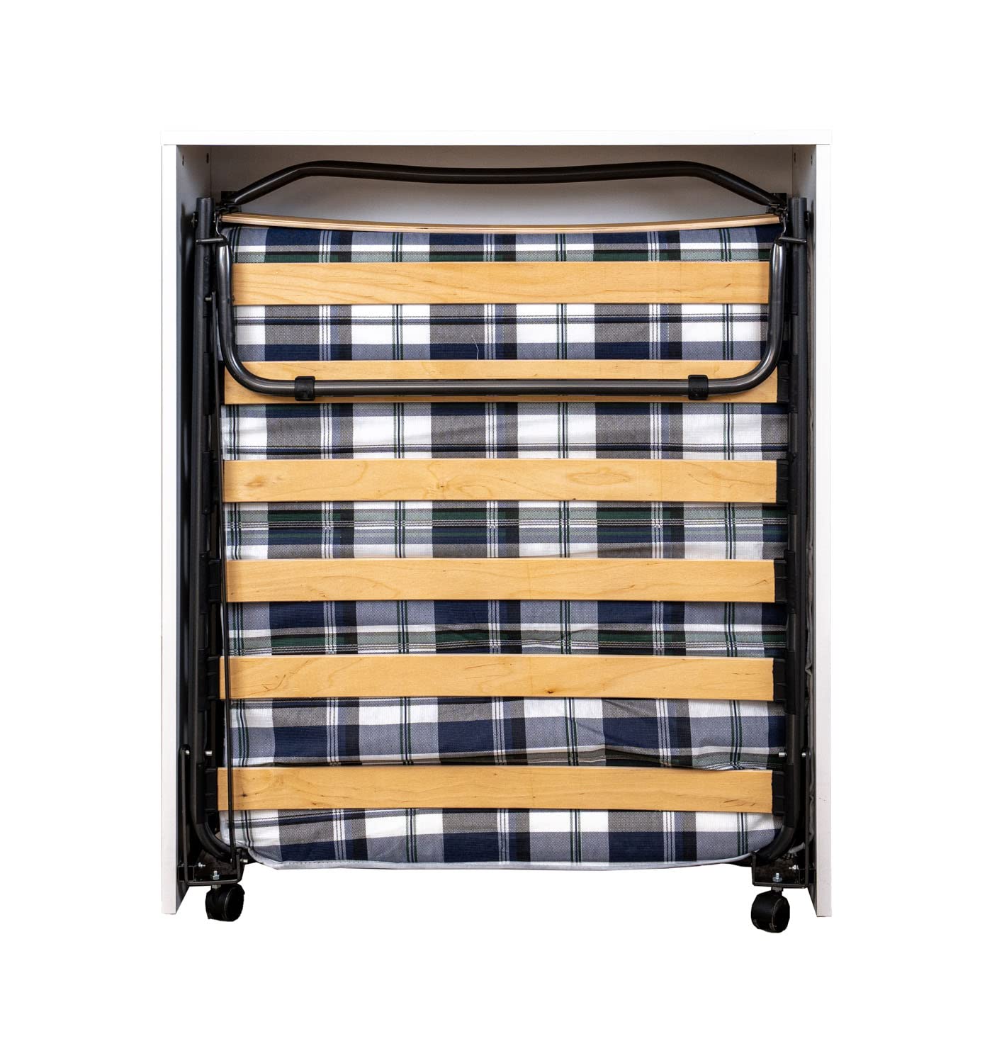 Arredo Stock Letto singolo estraibile e a scomparsa con mobile bianco, rete e materasso, 80x190 cm