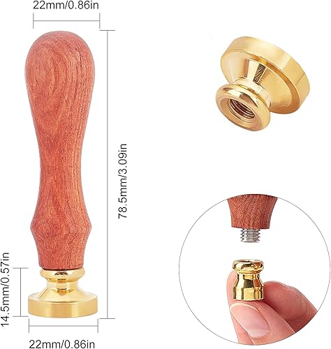 Miniatura 2 de CRASPIRE Sello de cera de sellado de 0.866 pulgadas, cabeza de sello de cera en blanco, cabeza de sello de latón extraíble, mango de madera de pera