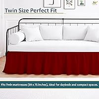 Vista 3 de Falda de cama con volantes con esquinas divididas para camas de día tres lados de cobertura, fácil ajuste, fabricada con microfibra cepillada