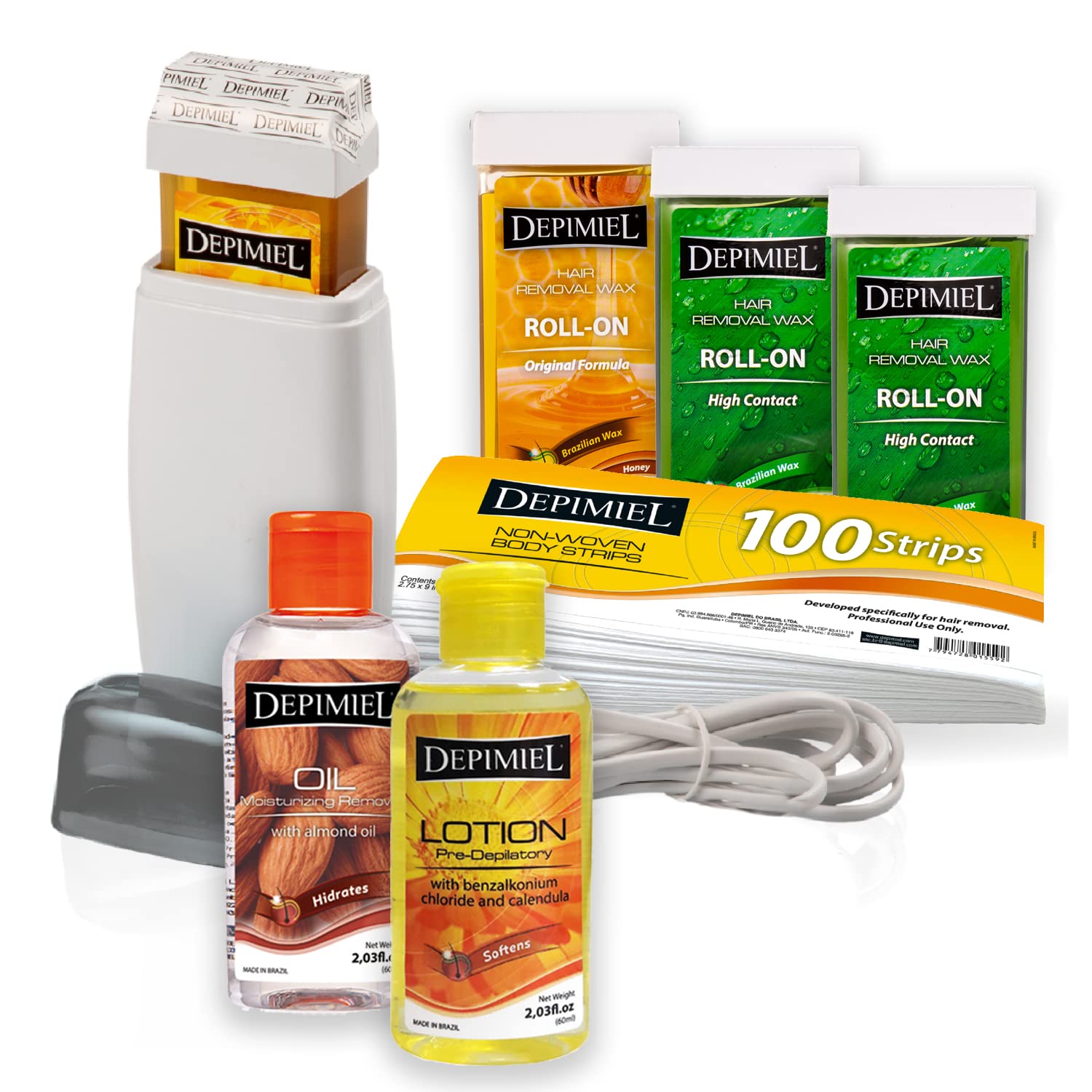 All-In-One Soft Wax Kit | Wax Roller with Warmer, Strips, and Lotions | Hair Removal for Legs, Arms, Bikini, Face